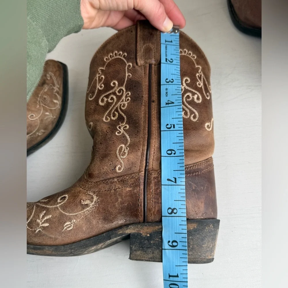 Smoky Mountain Cowboy Boots Girls 2 Jolene Waxed Distressed Snip Toe Western
